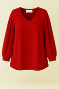 Elegante Jessica-Krepp-Abendbluse mit geschlitzten Ärmeln