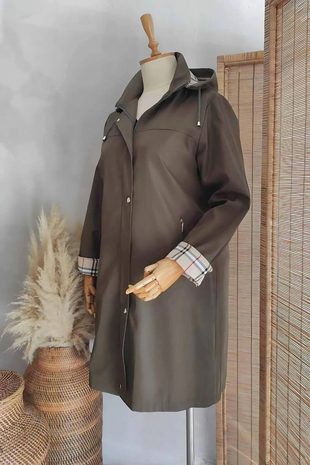 Su Geçirmez Büyük Beden Yağmurluk - Kapüşonlu Diz Boyu - Image 8