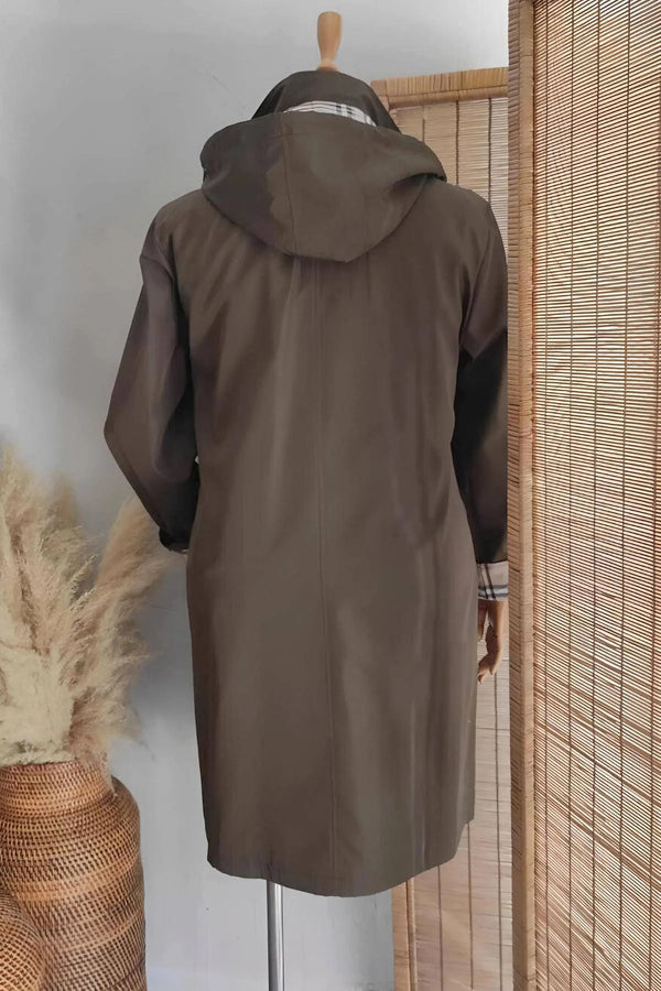 Su Geçirmez Büyük Beden Yağmurluk - Kapüşonlu Diz Boyu