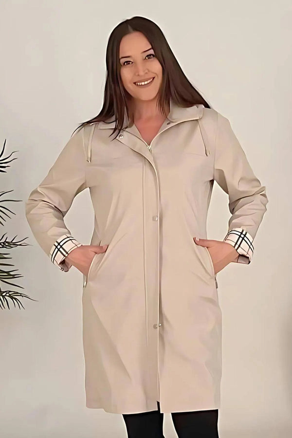 Su Geçirmez Büyük Beden Yağmurluk - Kapüşonlu Diz Boyu