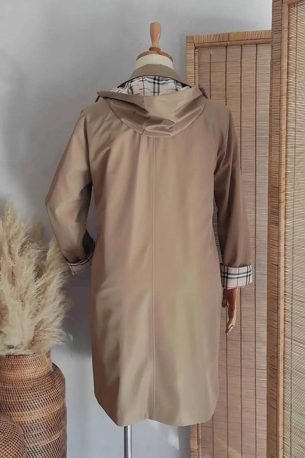 Su Geçirmez Büyük Beden Yağmurluk - Kapüşonlu Diz Boyu