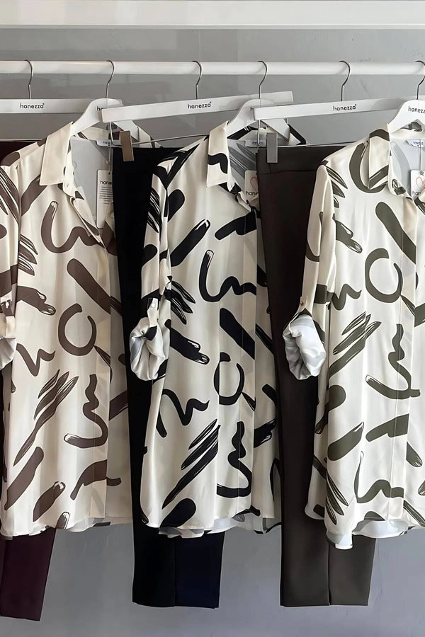 Рубашка вискозная больших размеров с рисунком "Токио"