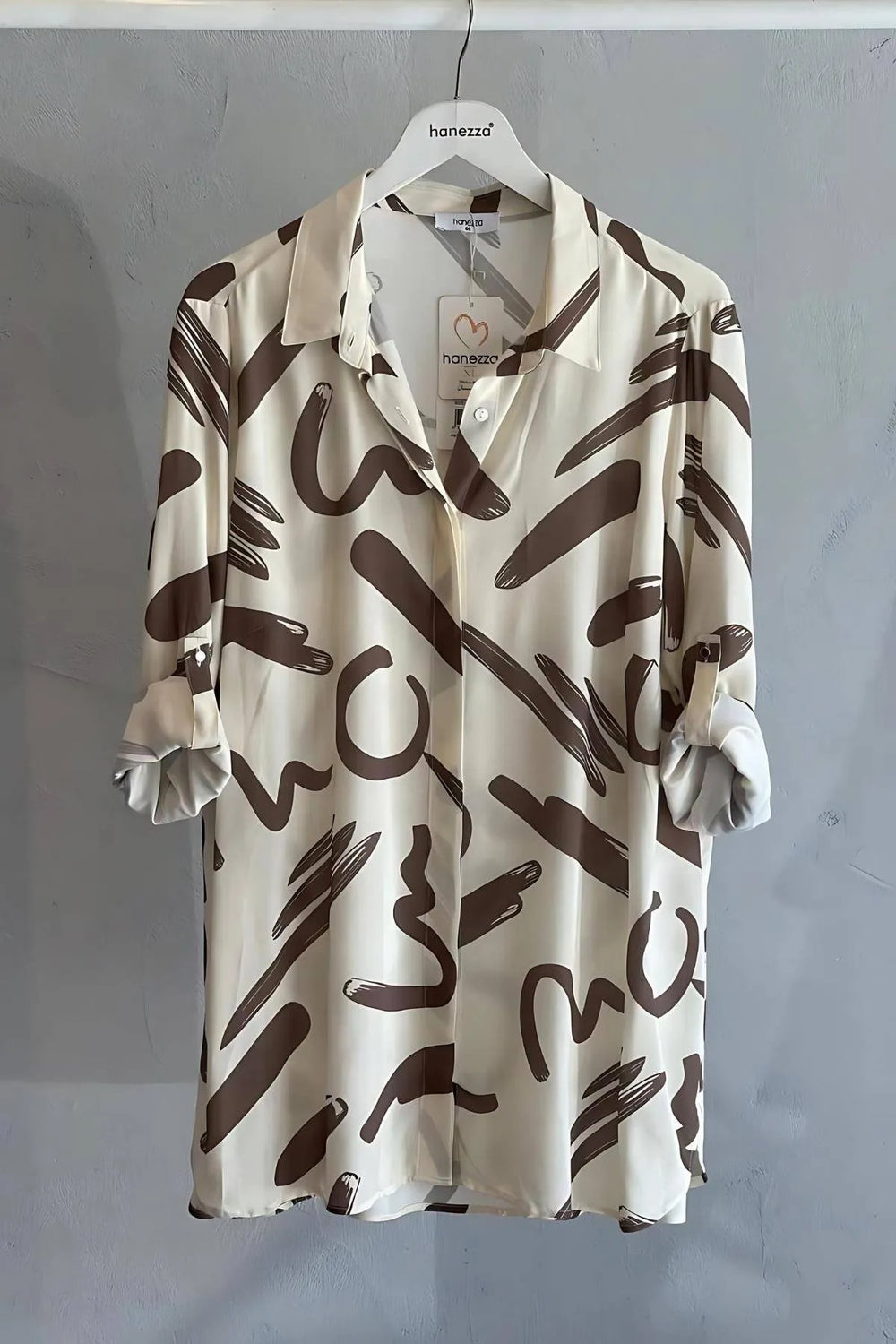 Рубашка вискозная больших размеров с рисунком 