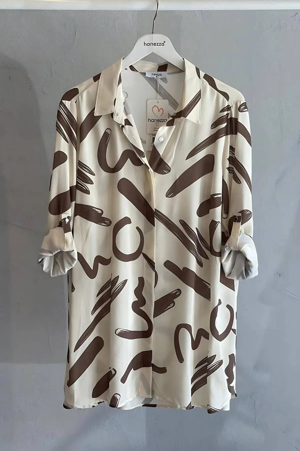 Рубашка вискозная больших размеров с рисунком "Токио"