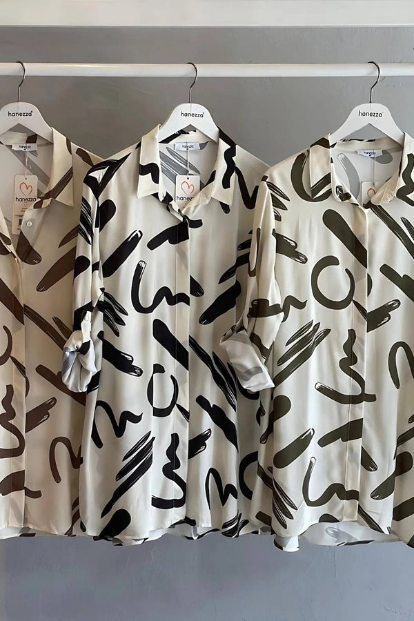 Рубашка вискозная больших размеров с рисунком "Токио"