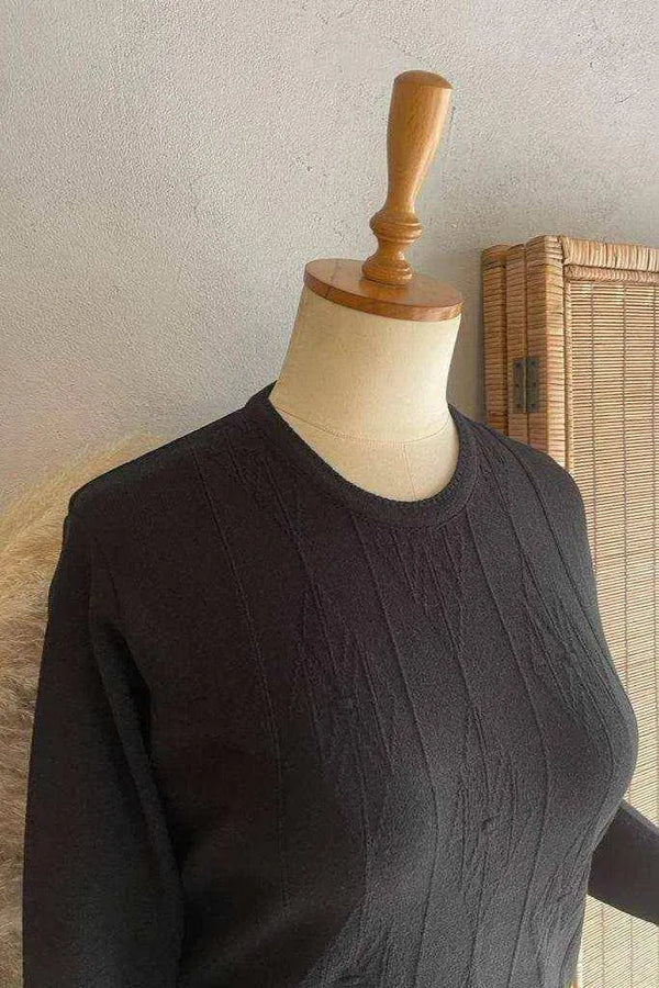 Triko Bisiklet Yaka Kazak - Büyük Beden Anne Kazağı Akrilik