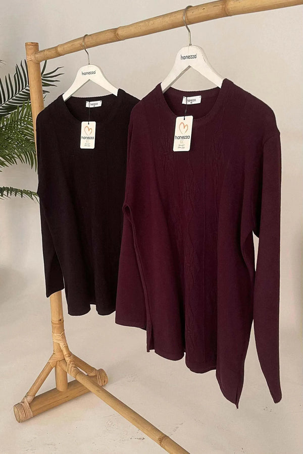 Triko Bisiklet Yaka Kazak - Büyük Beden Anne Kazağı Akrilik