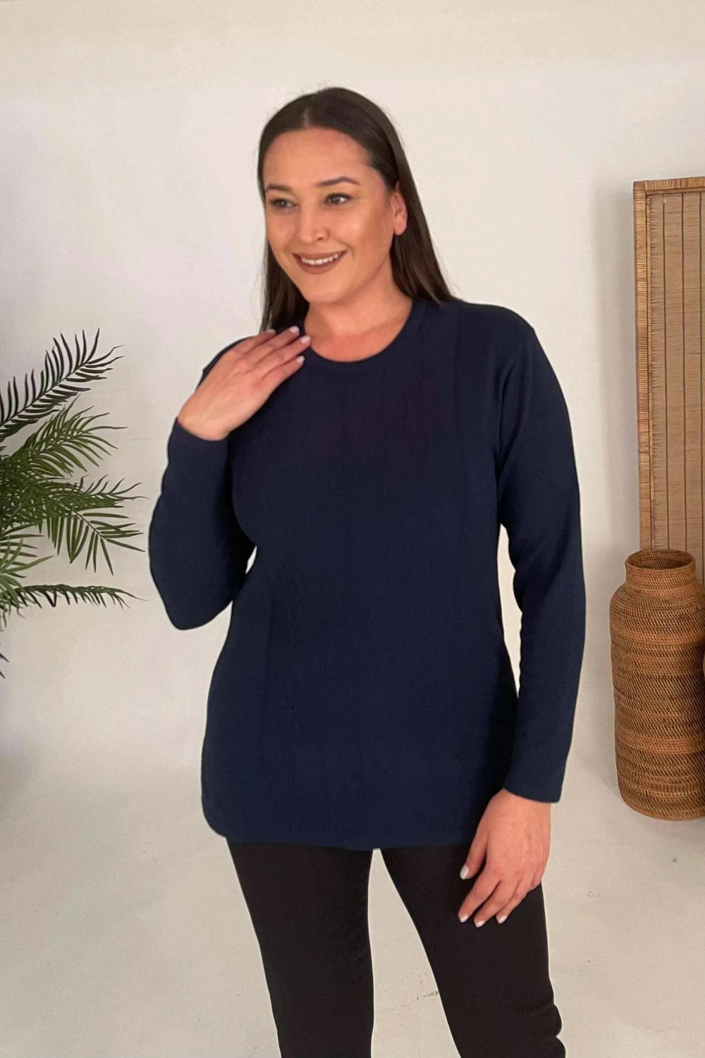 Triko Bisiklet Yaka Kazak - Büyük Beden Anne Kazağı Akrilik - Image 3