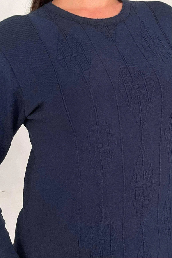 Triko Bisiklet Yaka Kazak - Büyük Beden Anne Kazağı Akrilik