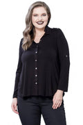 Hanezza Elegantes Strickhemd in Übergröße (Schwarz/Bordeaux)