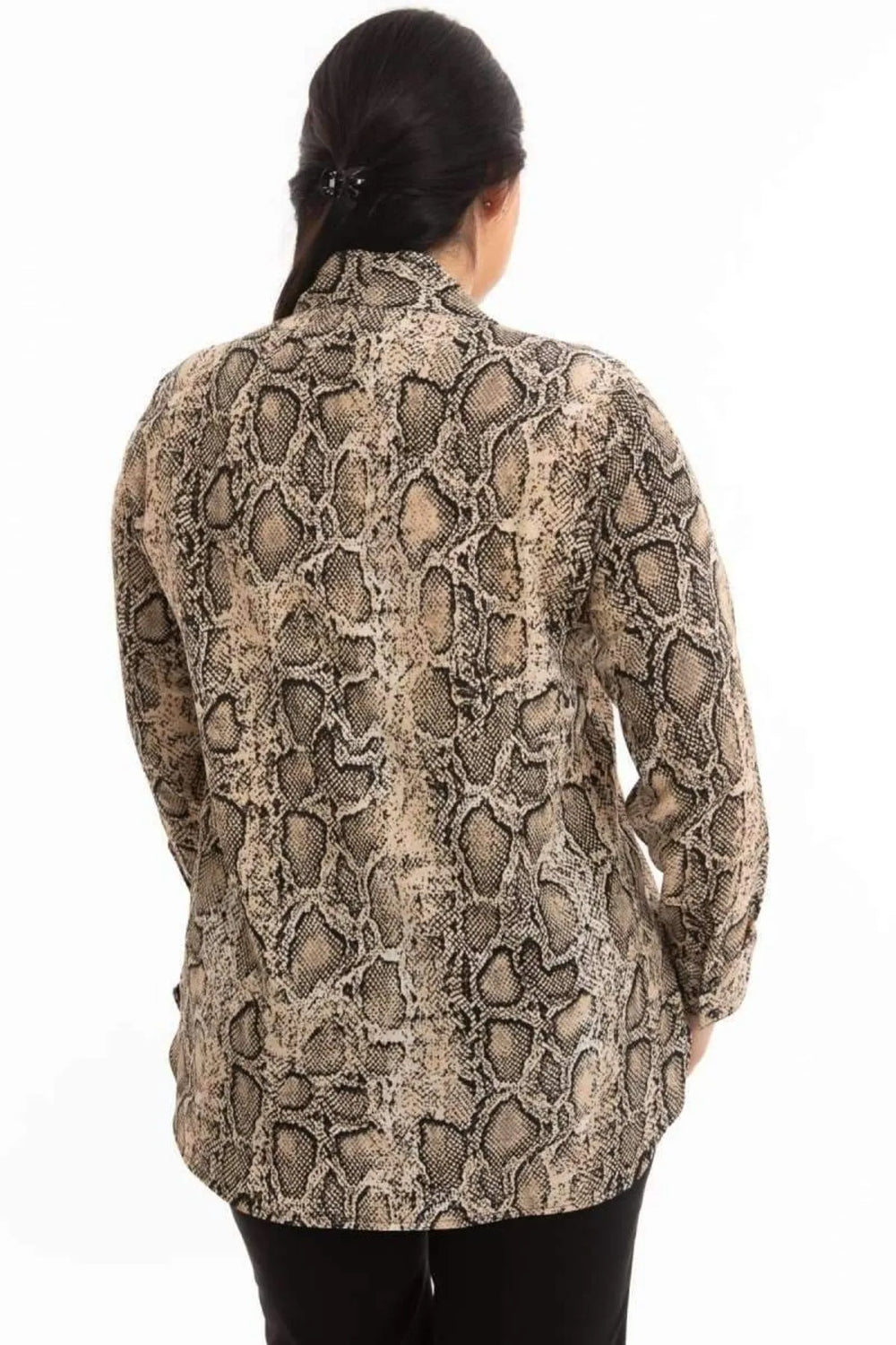 Snake Print Plus Size Blouse with Bow Detail - Image 10