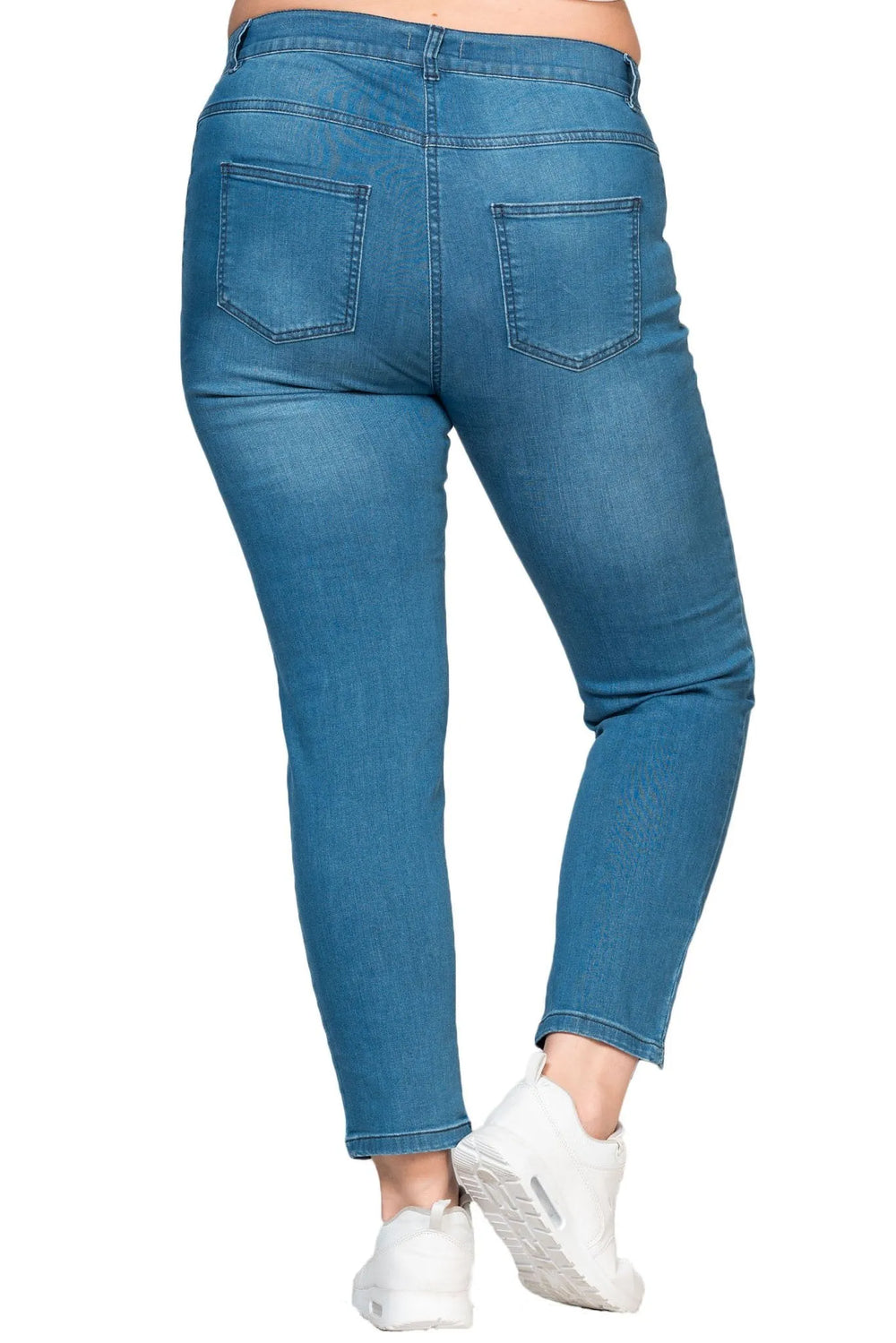 Yüksek Bel Boru Paça Kot Pantolon - Pamuklu Viskon Kumaş - Image 2