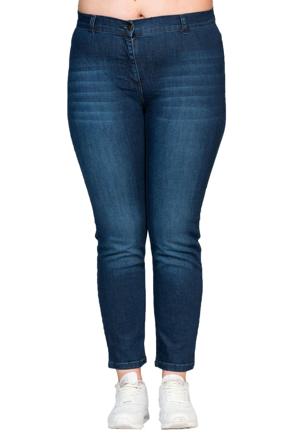 Yüksek Bel Boru Paça Kot Pantolon - Pamuklu Viskon Kumaş - Image 3