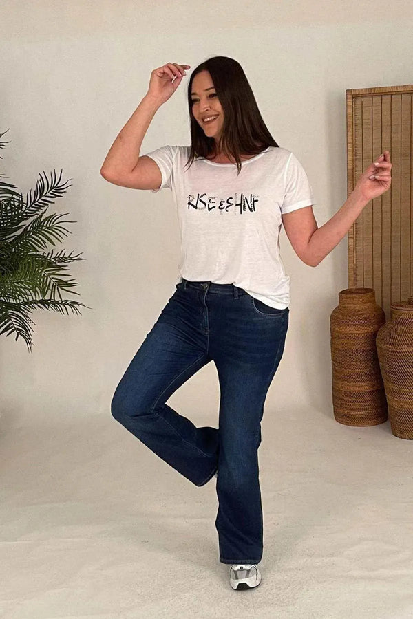 Джинсы клеш с высокой талией — Хлопковая ткань Viscose