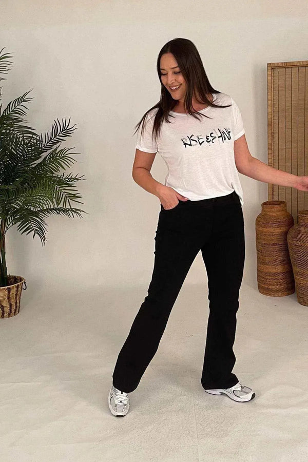 Джинсы клеш с высокой талией — Хлопковая ткань Viscose