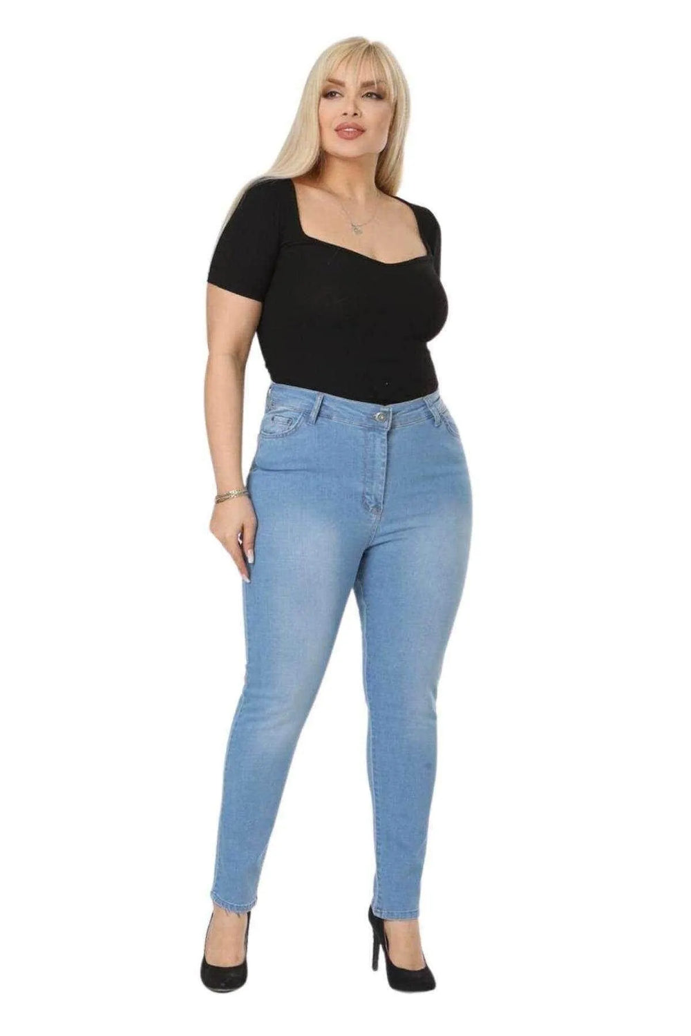 Джинсы с высокой талией и лайкрой - Элегантность в облегающем силуэте - Image 5