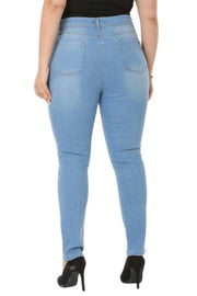 Büyük Beden Kadın Yüksek Bel Likralı Kot Pantolon - Slim Fit Kadın Jean Kot Pantolon Mavi Likralı