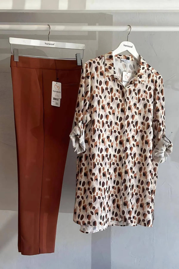 Büyük Beden Kadın "zanzibar" Desenli Büyük Beden Pamuklu Viskon Tunik-gömlek Büyük Beden Gömlek Çok Renkli Desenli