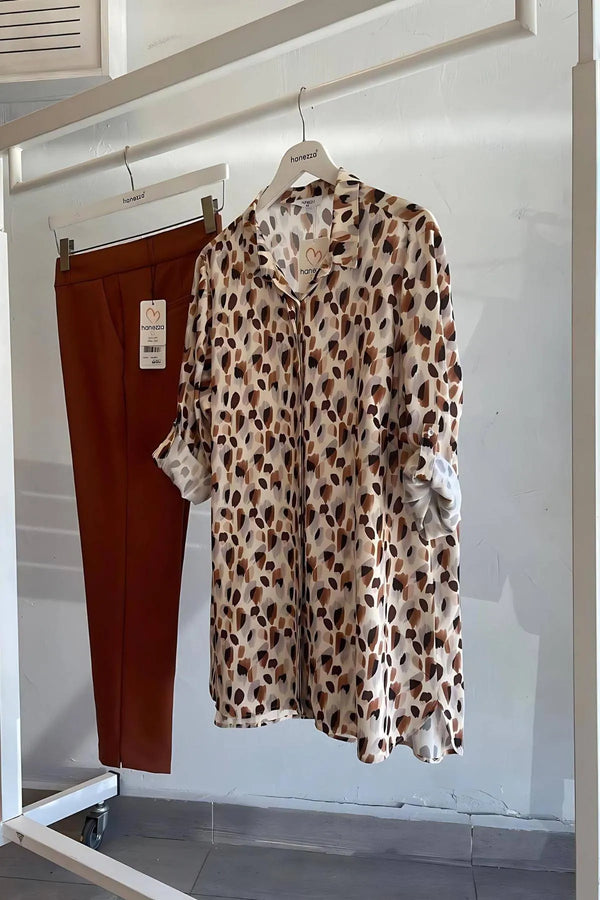 Туника-рубашка больших размеров из хлопка и вискозы с узором "Занзибар"