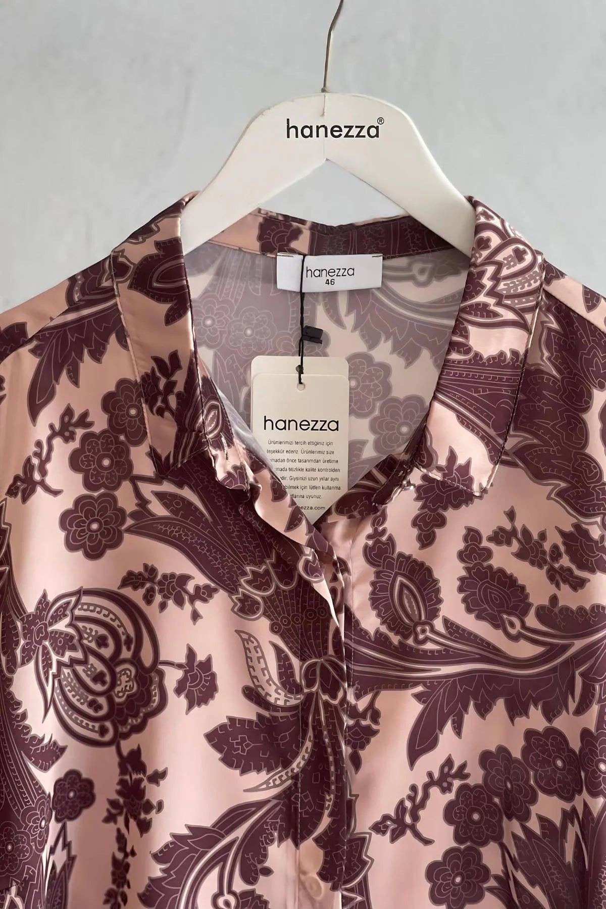 Elegant & Romantic "Vienna Garden" Pattern | Plus Size Floss Satin Tunic-Shirt