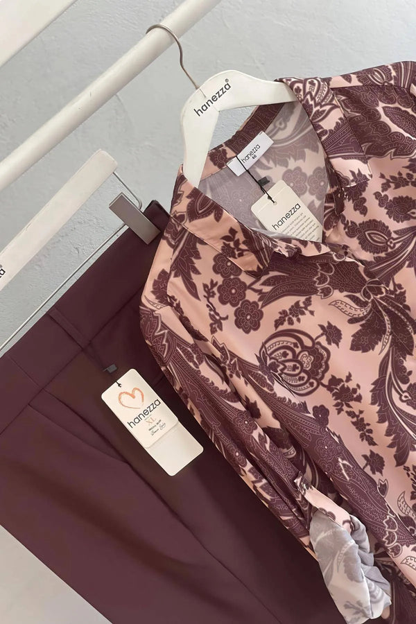 Elegant & Romantic "Vienna Garden" Pattern | Plus Size Floss Satin Tunic-Shirt