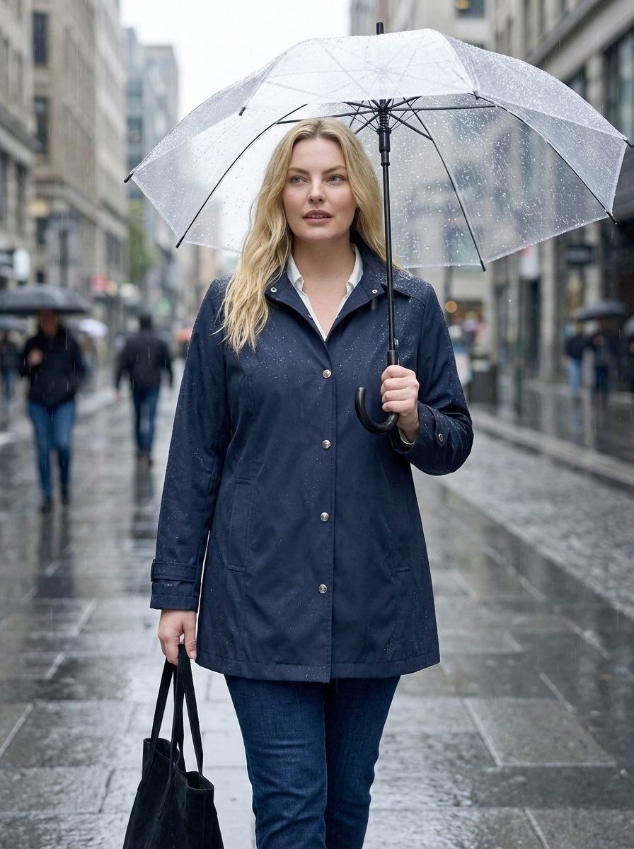 Büyük Beden Kadın Bordo Su İtici Rahat Kalıp Astarlı Trençkot - Image 7