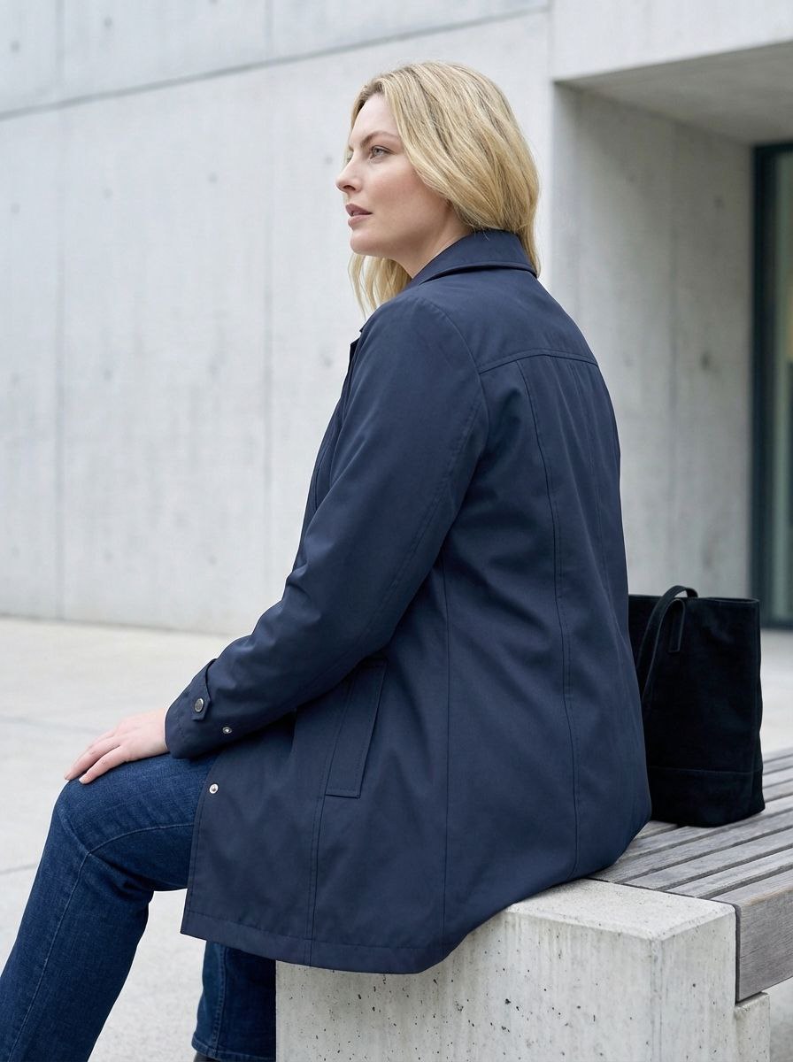 Büyük Beden Kadın Bordo Su İtici Rahat Kalıp Astarlı Trençkot - Image 9