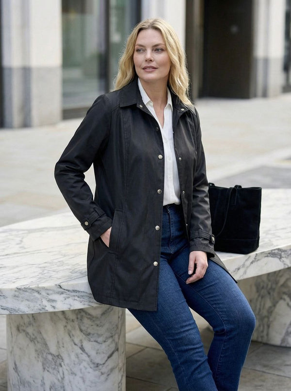 Büyük Beden Kadın Bordo Su İtici Rahat Kalıp Astarlı Trençkot